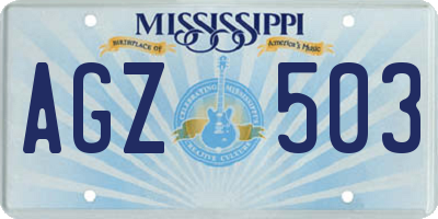 MS license plate AGZ503