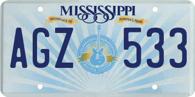 MS license plate AGZ533