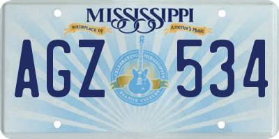 MS license plate AGZ534