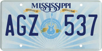 MS license plate AGZ537