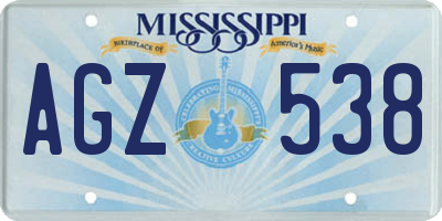 MS license plate AGZ538