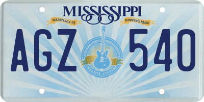 MS license plate AGZ540