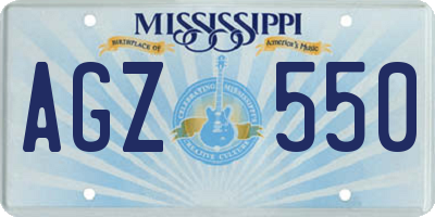 MS license plate AGZ550