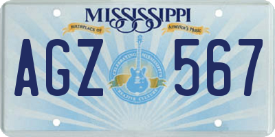 MS license plate AGZ567