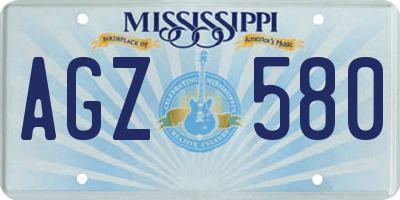 MS license plate AGZ580