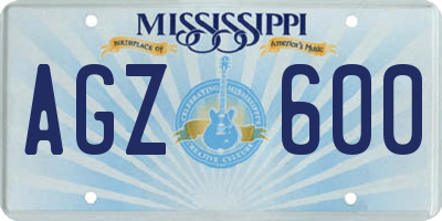 MS license plate AGZ600
