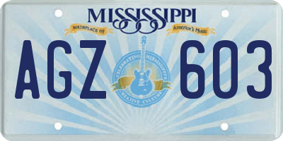 MS license plate AGZ603