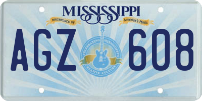 MS license plate AGZ608