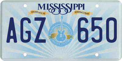 MS license plate AGZ650