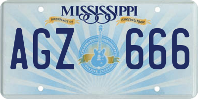 MS license plate AGZ666