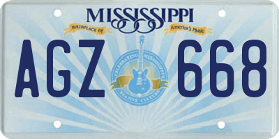 MS license plate AGZ668