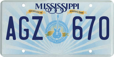 MS license plate AGZ670