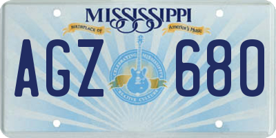 MS license plate AGZ680