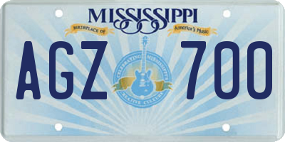 MS license plate AGZ700