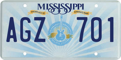 MS license plate AGZ701