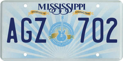 MS license plate AGZ702