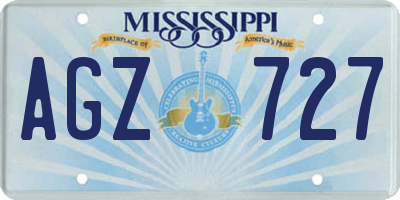 MS license plate AGZ727