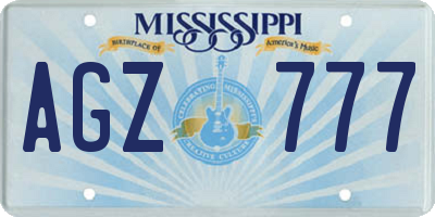 MS license plate AGZ777