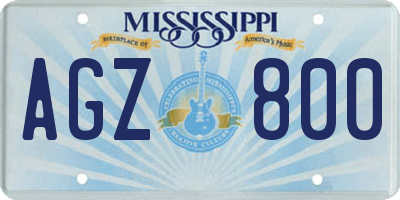 MS license plate AGZ800