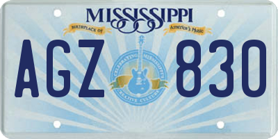 MS license plate AGZ830