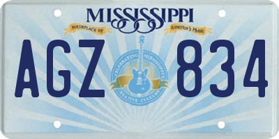 MS license plate AGZ834