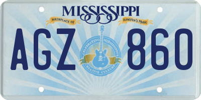 MS license plate AGZ860