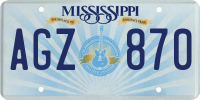 MS license plate AGZ870