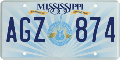 MS license plate AGZ874