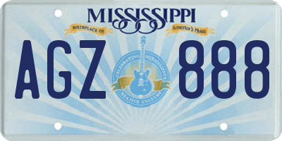 MS license plate AGZ888