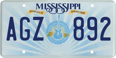 MS license plate AGZ892