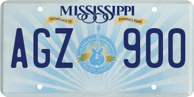 MS license plate AGZ900
