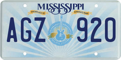 MS license plate AGZ920