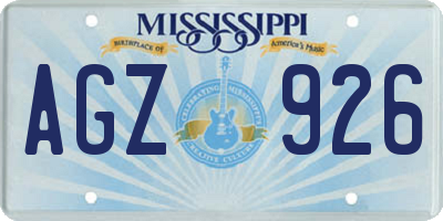 MS license plate AGZ926