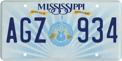 MS license plate AGZ934