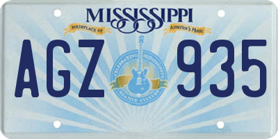 MS license plate AGZ935