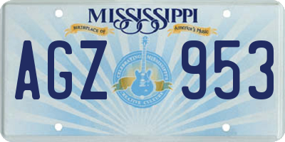 MS license plate AGZ953