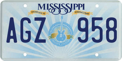 MS license plate AGZ958