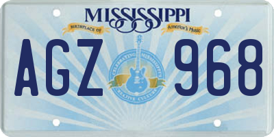 MS license plate AGZ968