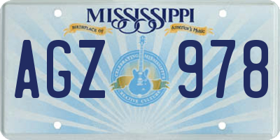 MS license plate AGZ978