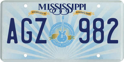 MS license plate AGZ982