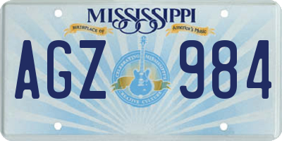 MS license plate AGZ984