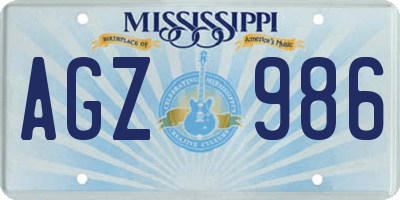 MS license plate AGZ986