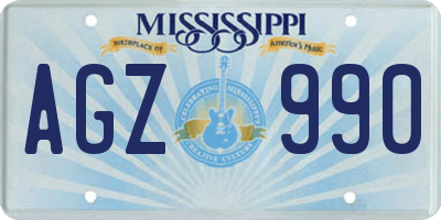 MS license plate AGZ990