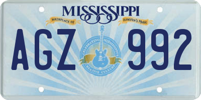 MS license plate AGZ992