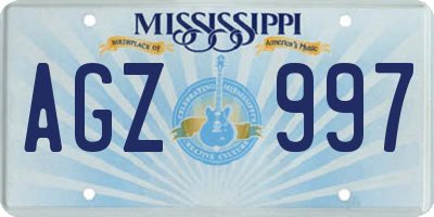 MS license plate AGZ997