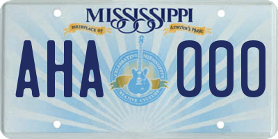 MS license plate AHA000