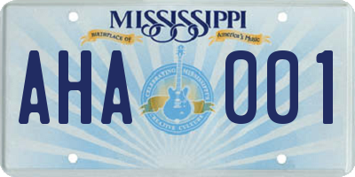 MS license plate AHA001