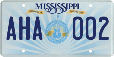 MS license plate AHA002