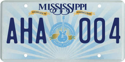 MS license plate AHA004