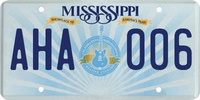 MS license plate AHA006